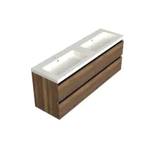 Wastafelonderkast Hamilton Walnoot 4-lades - 200x45x58cm - 2-uitsparingen