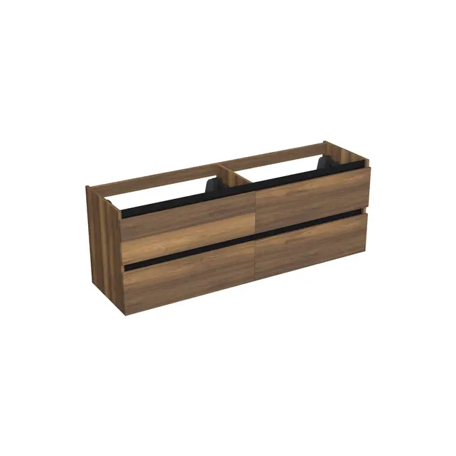 Wastafelonderkast Hamilton Walnoot 4-lades - 200x45x58cm - 2-uitsparingen