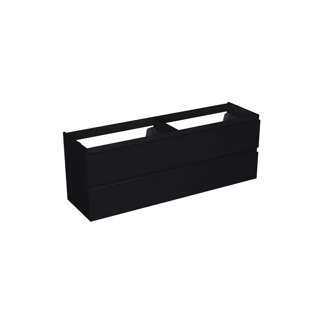 Wastafelonderkast Lumiere Mat Zwart 4-lades - 160x45x58cm - 2-uitsparingen