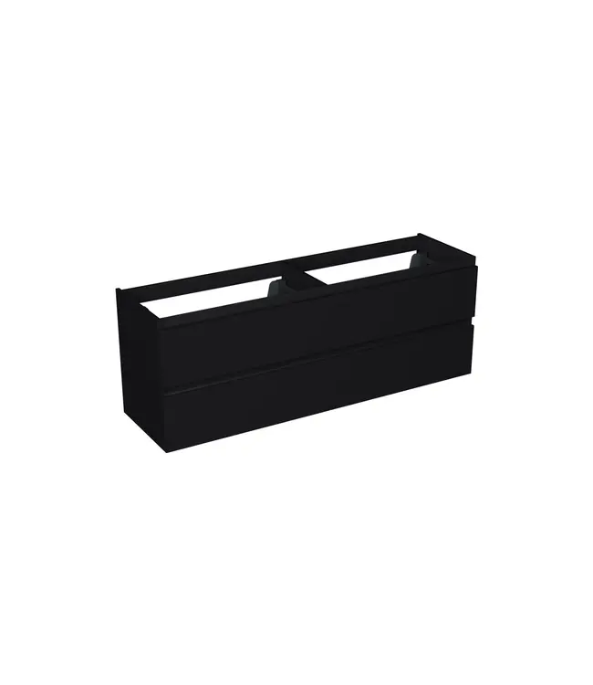 Wastafelonderkast Lumiere Mat Zwart 4-lades - 160x45x58cm - 2-uitsparingen