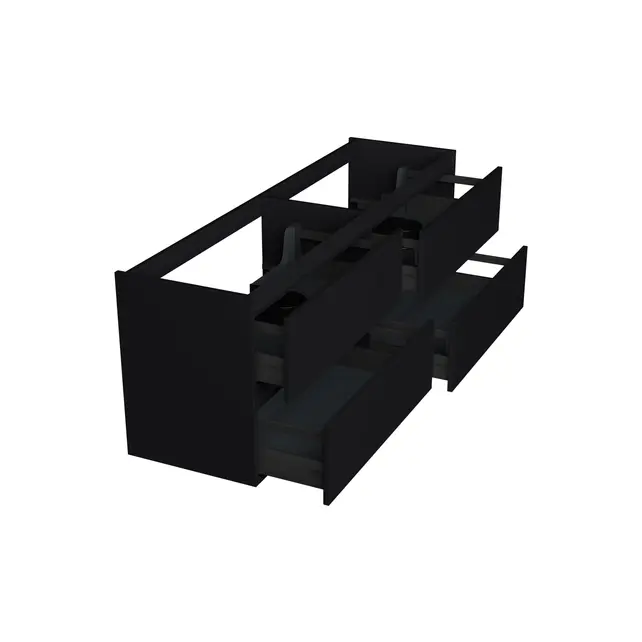 Wastafelonderkast Lumiere Mat Zwart 4-lades - 160x45x58cm - 2-uitsparingen