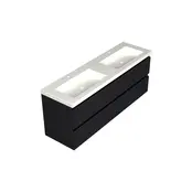 Wastafelonderkast Lumiere Mat Zwart 4-lades - 160x45x58cm - 2-uitsparingen