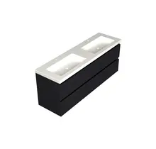 Wastafelonderkast Lumiere Mat Zwart 4-lades - 160x45x58cm - 2-uitsparingen