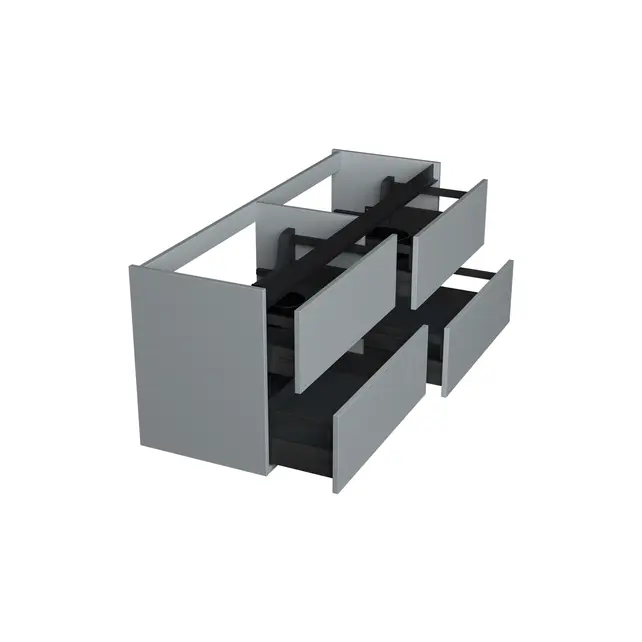 Wastafelonderkast Lumiere Mat Grijs 4-lades - 160x45x58cm - 2-uitsparingen