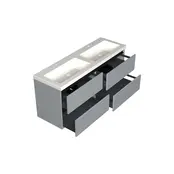 Wastafelonderkast Lumiere Mat Grijs 4-lades - 160x45x58cm - 2-uitsparingen