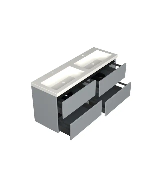 Wastafelonderkast Lumiere Mat Grijs 4-lades - 160x45x58cm - 2-uitsparingen