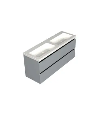 DutchLine Wastafelonderkast Lumiere Mat Grijs 4-lades - 160x45x58cm - 2-uitsparingen