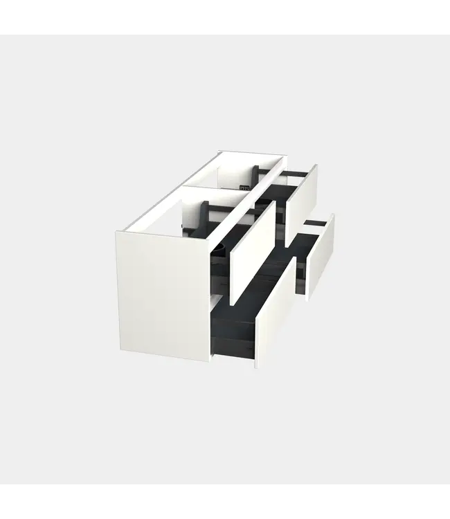 Wastafelonderkast Lepor Mat Wit 4-lades - 160x45x58cm - 2-uitsparingen