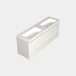 Wastafelonderkast Lepor Mat Wit 4-lades - 160x45x58cm - 2-uitsparingen