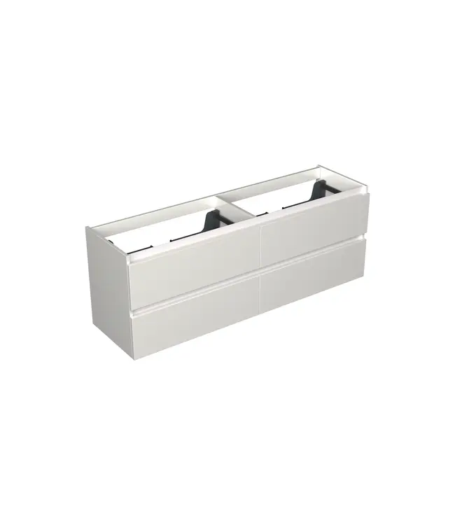Wastafelonderkast Lepor Glans Wit 4-lades - 160x45x58cm - 2-uitsparingen