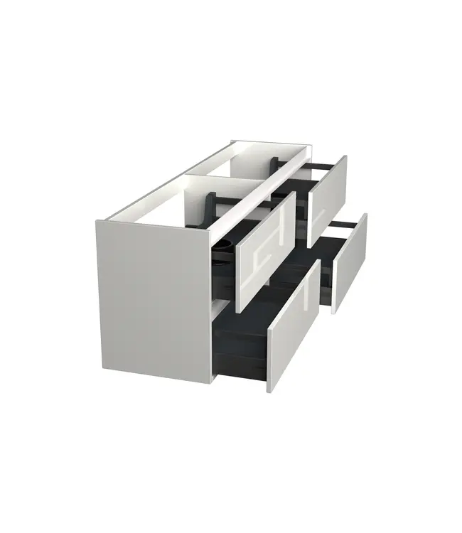 Wastafelonderkast Lepor Glans Wit 4-lades - 160x45x58cm - 2-uitsparingen