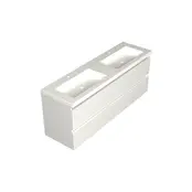 Wastafelonderkast Lepor Glans Wit 4-lades - 160x45x58cm - 2-uitsparingen