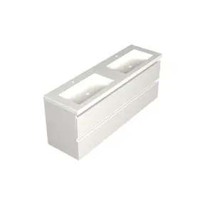 Wastafelonderkast Lepor Glans Wit 4-lades - 160x45x58cm - 2-uitsparingen