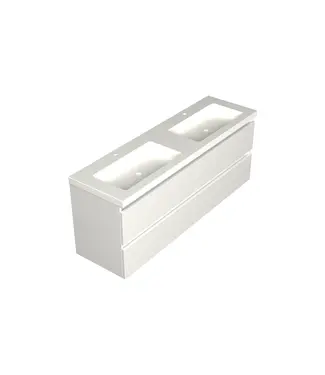 DutchLine Wastafelonderkast Lepor Glans Wit 4-lades - 160x45x58cm - 2-uitsparingen