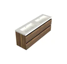 Wastafelonderkast Hamilton Walnoot 4-lades - 160x45x58cm - 2-uitsparingen