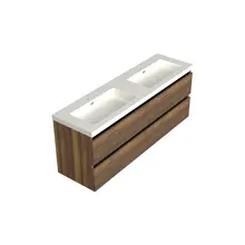 Wastafelonderkast Hamilton Walnoot 4-lades - 160x45x58cm - 2-uitsparingen