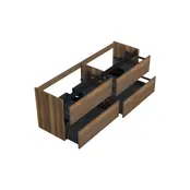 Wastafelonderkast Hamilton Walnoot 4-lades - 160x45x58cm - 2-uitsparingen