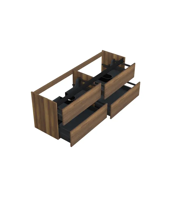 Wastafelonderkast Hamilton Walnoot 4-lades - 160x45x58cm - 2-uitsparingen