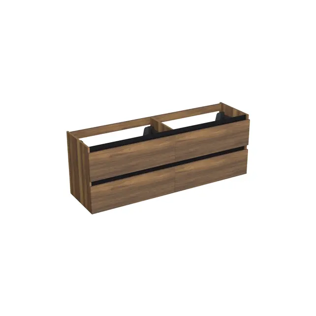 Wastafelonderkast Hamilton Walnoot 4-lades - 160x45x58cm - 2-uitsparingen