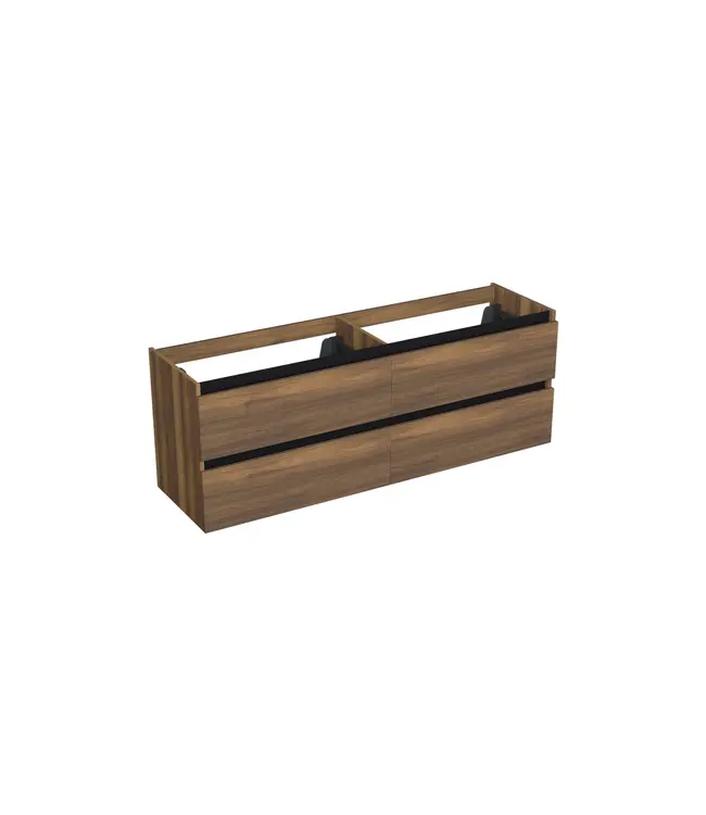 Wastafelonderkast Hamilton Walnoot 4-lades - 160x45x58cm - 2-uitsparingen