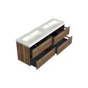 Wastafelonderkast Hamilton Walnoot 4-lades - 160x45x58cm - 2-uitsparingen