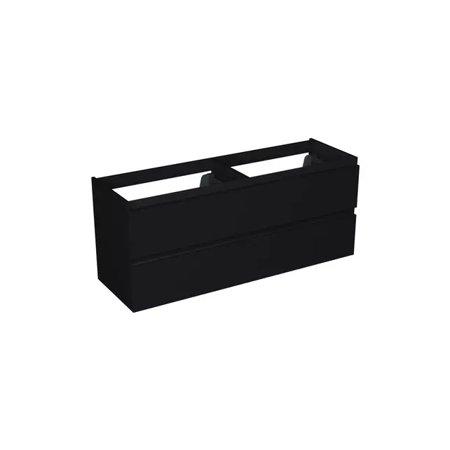 Wastafelonderkast Lumiere Mat Zwart 4-lades - 140x45x58cm - 2-uitsparingen