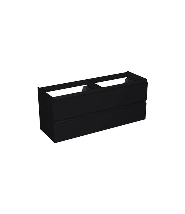 Wastafelonderkast Lumiere Mat Zwart 4-lades - 140x45x58cm - 2-uitsparingen