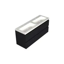 Wastafelonderkast Lumiere Mat Zwart 4-lades - 140x45x58cm - 2-uitsparingen