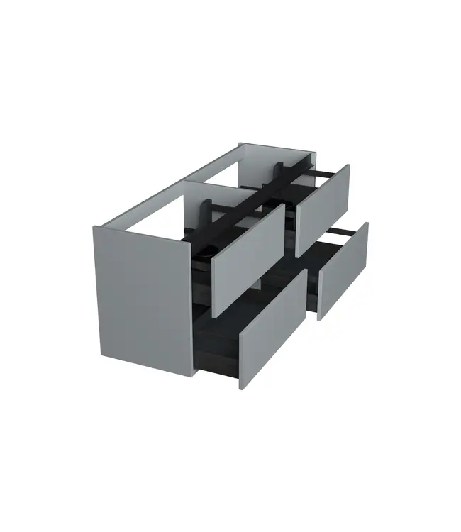 Wastafelonderkast Lumiere Mat Grijs 4-lades - 140x45x58cm - 2-uitsparingen