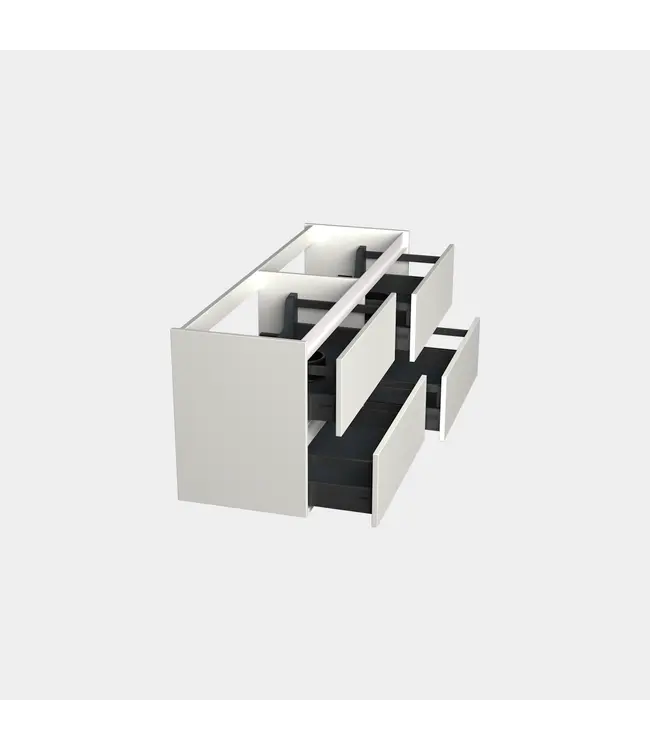 Wastafelonderkast Lepor Mat Wit 4-lades - 140x45x58cm - 2-uitsparingen