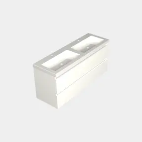 Wastafelonderkast Lepor Mat Wit 4-lades - 140x45x58cm - 2-uitsparingen