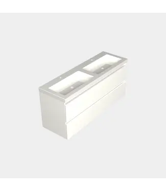 DutchLine Wastafelonderkast Lepor Mat Wit 4-lades - 140x45x58cm - 2-uitsparingen