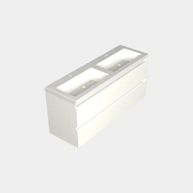 Wastafelonderkast Lepor Mat Wit 4-lades - 140x45x58cm - 2-uitsparingen