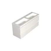 Wastafelonderkast Lepor Glans Wit 4-lades - 140x45x58cm - 2-uitsparingen