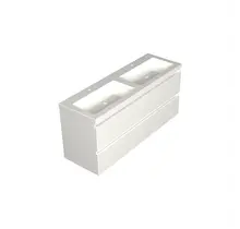 Wastafelonderkast Lepor Glans Wit 4-lades - 140x45x58cm - 2-uitsparingen