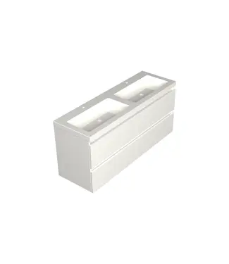 DutchLine Wastafelonderkast Lepor Glans Wit 4-lades - 140x45x58cm - 2-uitsparingen