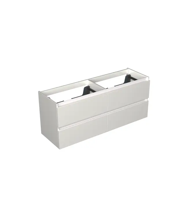Wastafelonderkast Lepor Glans Wit 4-lades - 140x45x58cm - 2-uitsparingen