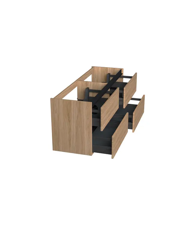 Wastafelonderkast Uludag Rustiek Eiken 4-lades - 140x45x58cm - 2-uitsparingen