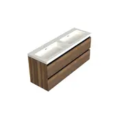 Wastafelonderkast Hamilton Walnoot 4-lades - 140x45x58cm - 2-uitsparingen