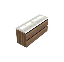 Wastafelonderkast Hamilton Walnoot 4-lades - 140x45x58cm - 2-uitsparingen