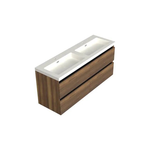 Wastafelonderkast Hamilton Walnoot 4-lades - 140x45x58cm - 2-uitsparingen