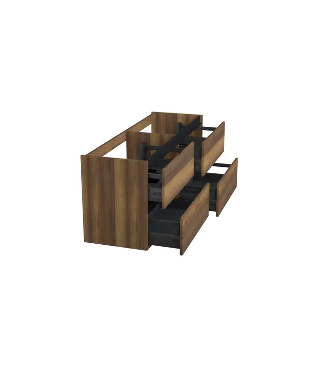 Wastafelonderkast Hamilton Walnoot 4-lades - 140x45x58cm - 2-uitsparingen