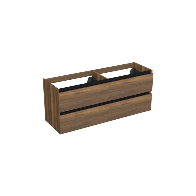 Wastafelonderkast Hamilton Walnoot 4-lades - 140x45x58cm - 2-uitsparingen