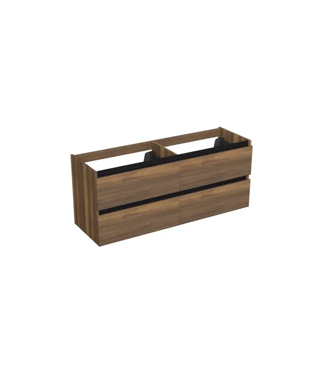 Wastafelonderkast Hamilton Walnoot 4-lades - 140x45x58cm - 2-uitsparingen