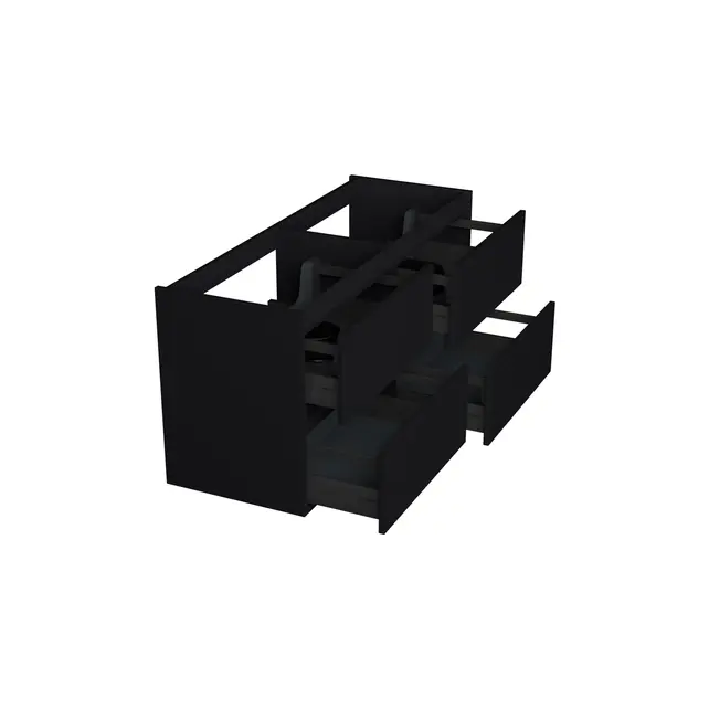 Wastafelonderkast Lumiere Mat Zwart 4-lades - 120x45x58cm - 2-uitsparingen