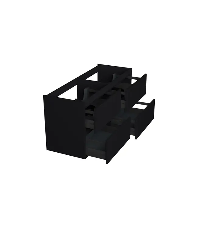 Wastafelonderkast Lumiere Mat Zwart 4-lades - 120x45x58cm - 2-uitsparingen