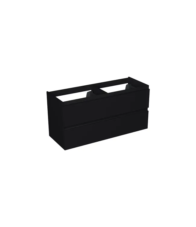 Wastafelonderkast Lumiere Mat Zwart 4-lades - 120x45x58cm - 2-uitsparingen