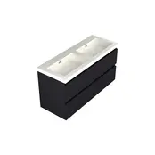 Wastafelonderkast Lumiere Mat Zwart 4-lades - 120x45x58cm - 2-uitsparingen