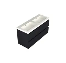 Wastafelonderkast Lumiere Mat Zwart 4-lades - 120x45x58cm - 2-uitsparingen