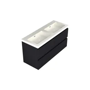 Wastafelonderkast Lumiere Mat Zwart 4-lades - 120x45x58cm - 2-uitsparingen